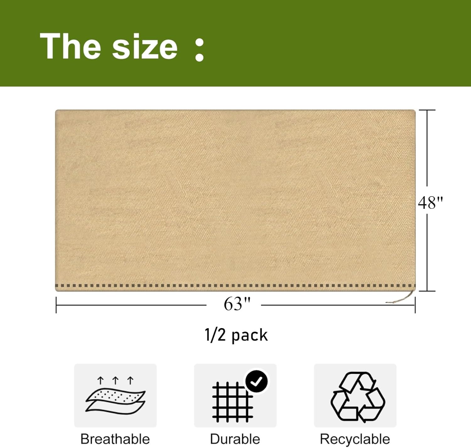 Agfabric Burlap Plant Covers Freeze Protection, 63in x 48in Warm Plant Frost Blankets with Drawstring, Reusable Frost Protection Cloths for Outdoor Plants, 1 Pack
