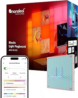Nanoleaf Blocks Extension Kit | 1 x RGBW LED Pegboard (Starter Kit Required), 2 Heavy Duty Hooks, Display Keyboard & Contr…