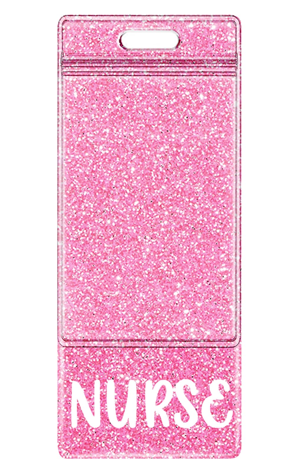 Plifal Oversized Nurse Badge Buddy Card Holder - XL Nurse Nursing Accessories Glitter Pink Vertical ID Identification Tags for Hospital Student
