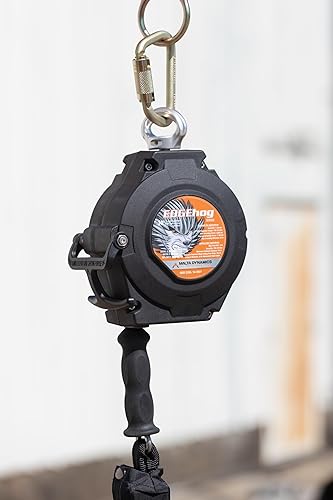 Miniatura 8 de Malta Dynamics Edgehog Línea de vida auto retráctil de 30 pies con gancho a presión, frenado de acción rápida y cable YoYo autobloqueo, cordón de