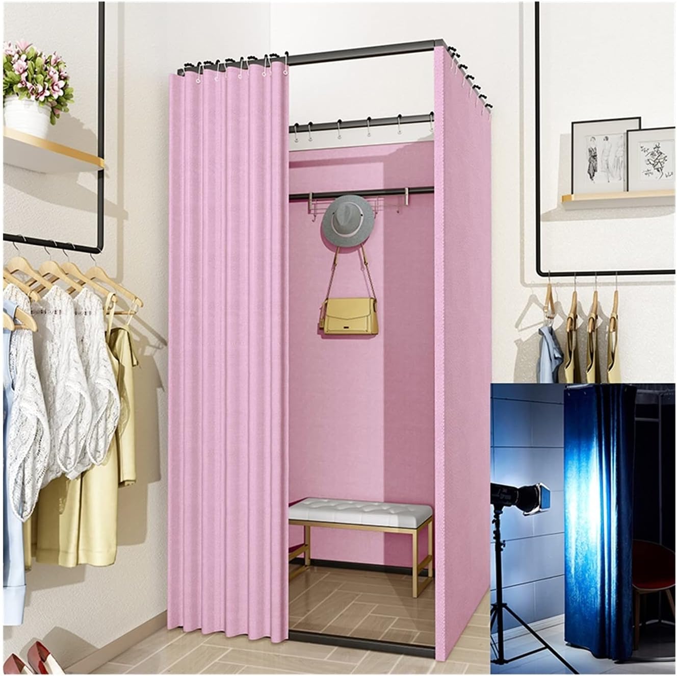Simple Dressing Room Clothing Store Square Fitting Room Composer Between Metal Frames and Thickened Shadow 99% Shading Rate Outdoor Privacy Shower Tent (Color : A Size : 80x80x200cm) (X 80x100x200cm)