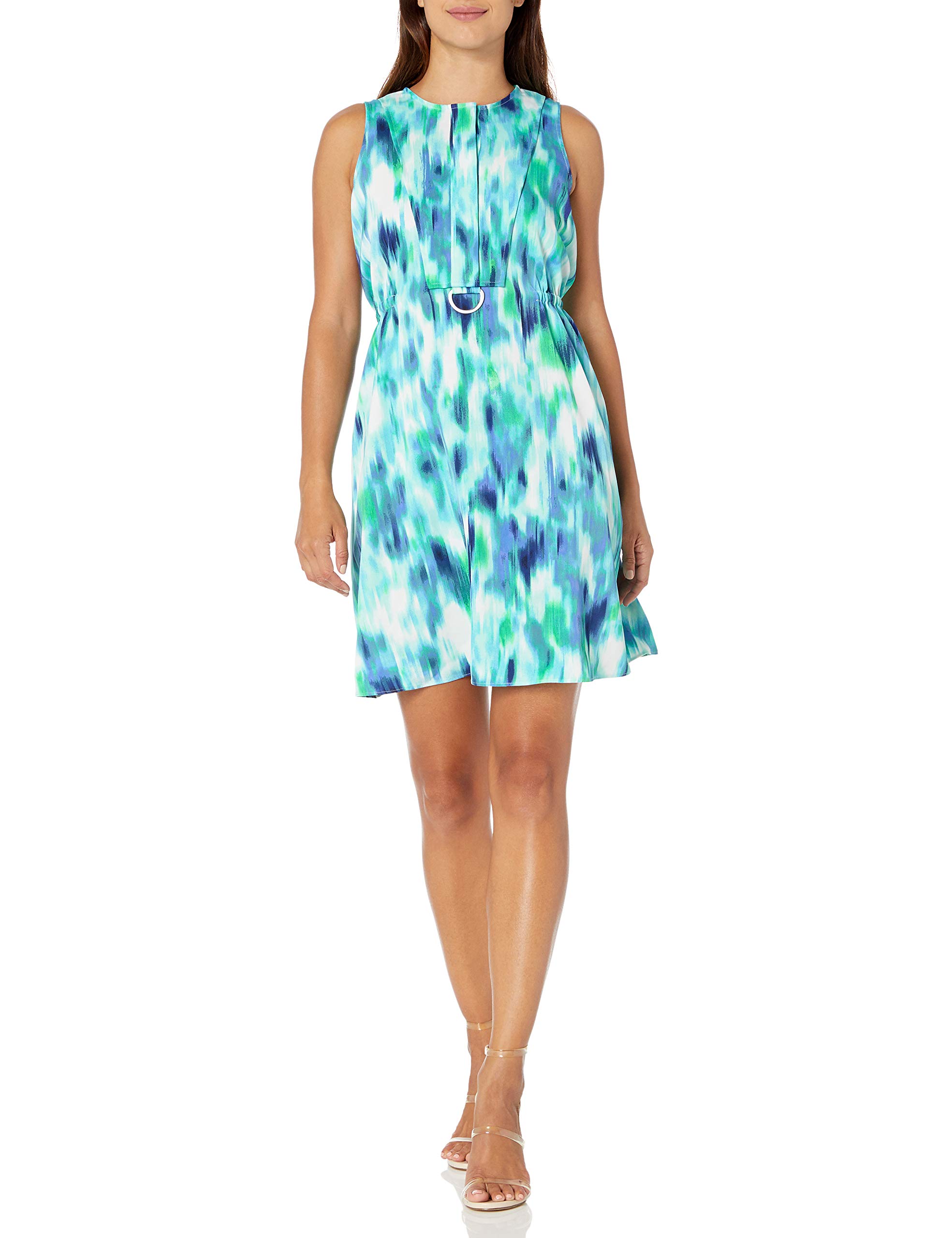 Ellen TracyWomen's D-Ring a-Line Dress, Waves/Ink Chambray, 6