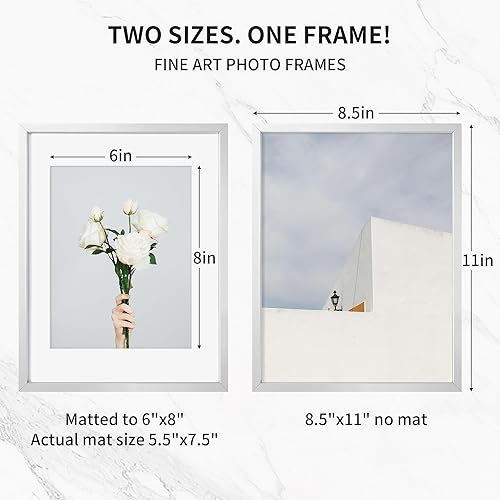 Miniatura 523 de Fun Memories Portarretratos de metal de 16 x 20 pulgadas con paspartú de 11 x 14 pulgadas, acabado de aluminio cepillado, parte delantera de vidrio