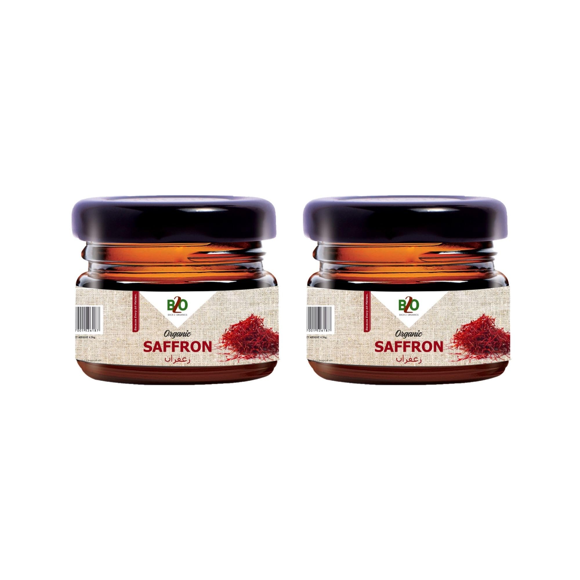 Back 2 Organics Saffron Threads, 50gm (Pack of 2) - Premium Quality Spice for Culinary Delights (100gm Total)