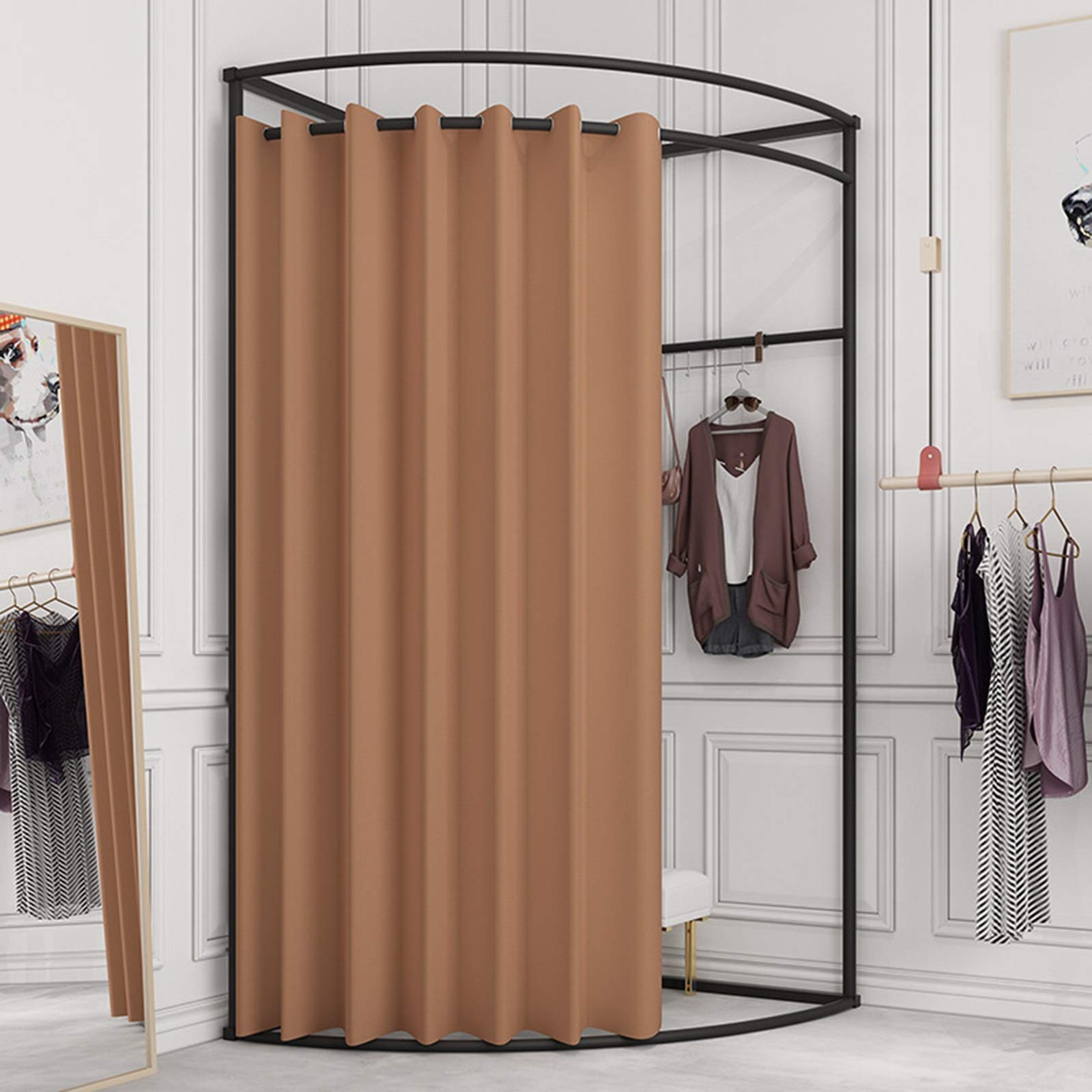 Tubo angolare semicircolare per camera da letto portatile con diametro di 25 mm, capacità di cuscinetto forte, gancio integrato adatto per negozi di abbigliamento, centri commerciali, uffici, dormitori