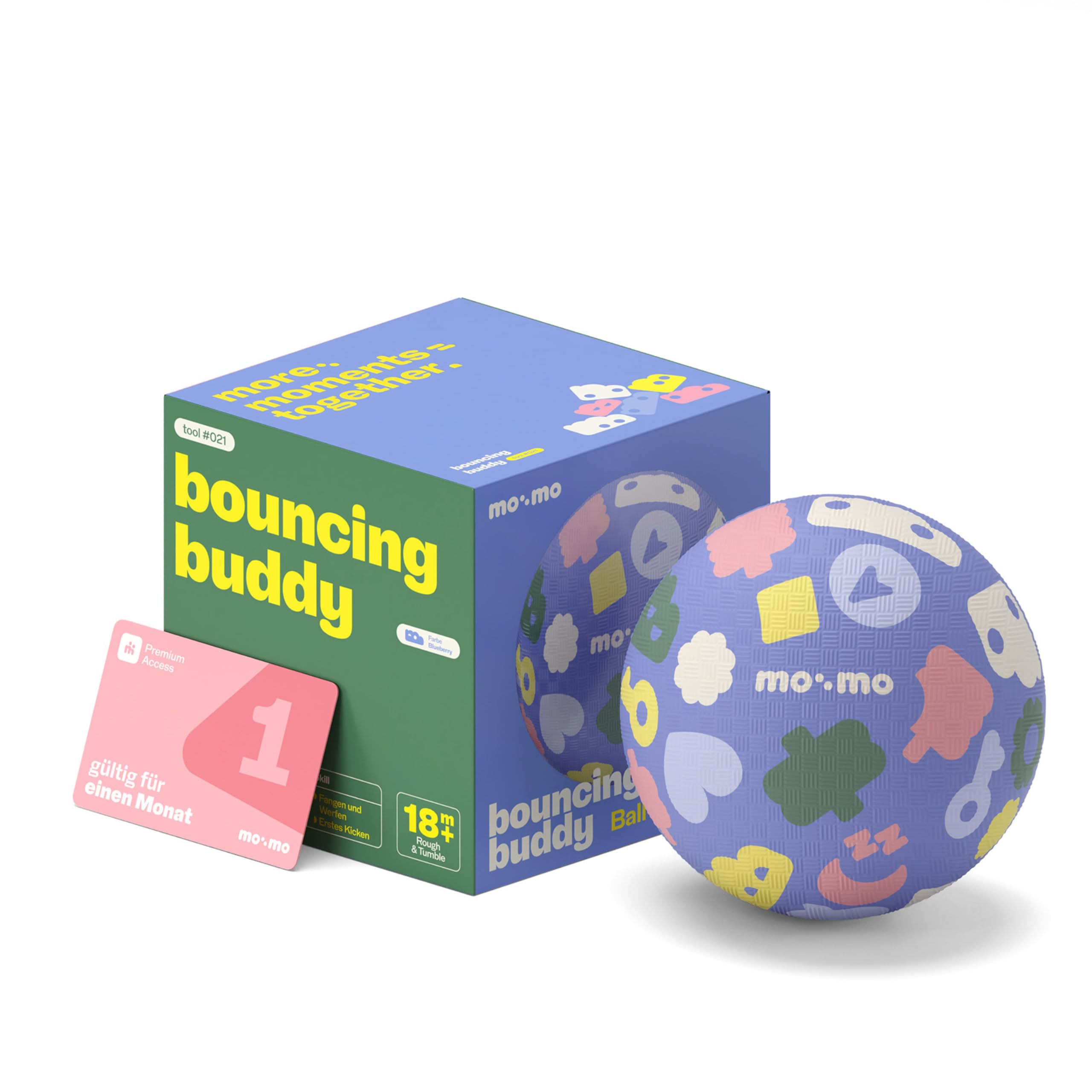 mo:mo Kinderball Klein 12,7 cm - Blau - Spielball Kinder & Gummiball Kleinkind ab 1 Jahr - Weicher Fußball & Softball für Indoor & Outdoor