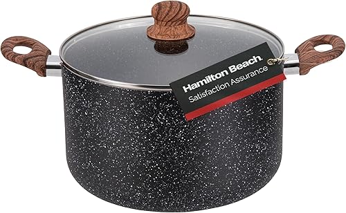 Miniatura 6 de Hamilton Beach Revestimiento de mármol antiadherente de 5 cuartos de galón con calefacción uniforme, olla de horno holandés redonda con tapa de