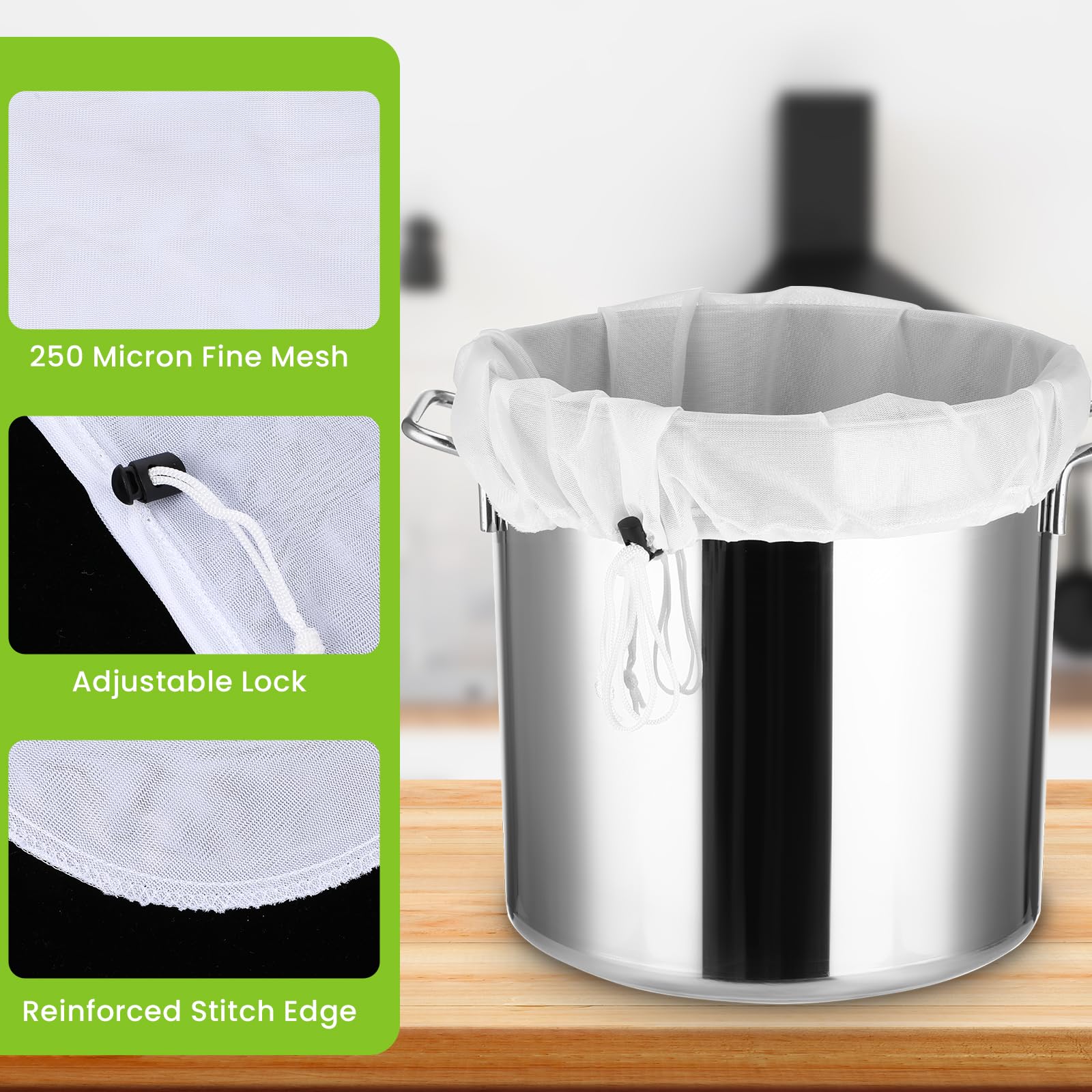 Brew Bags 3 Pack - Extra Large 26x22" Reusable Straining Bags For Home Brewing Beer & Wine