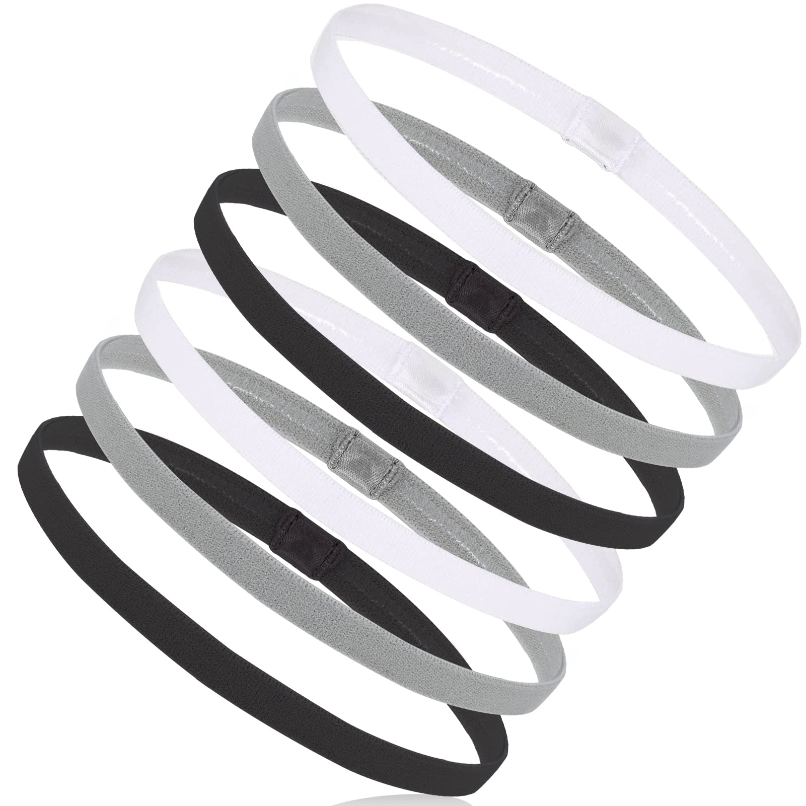 Opopark Diademas Deportivas de 6 Piezas Bandas Elásticas Delgadas para el Cabello Diadema Antideslizante para Trotar Correr Fútbol Entrenamiento Yoga y más