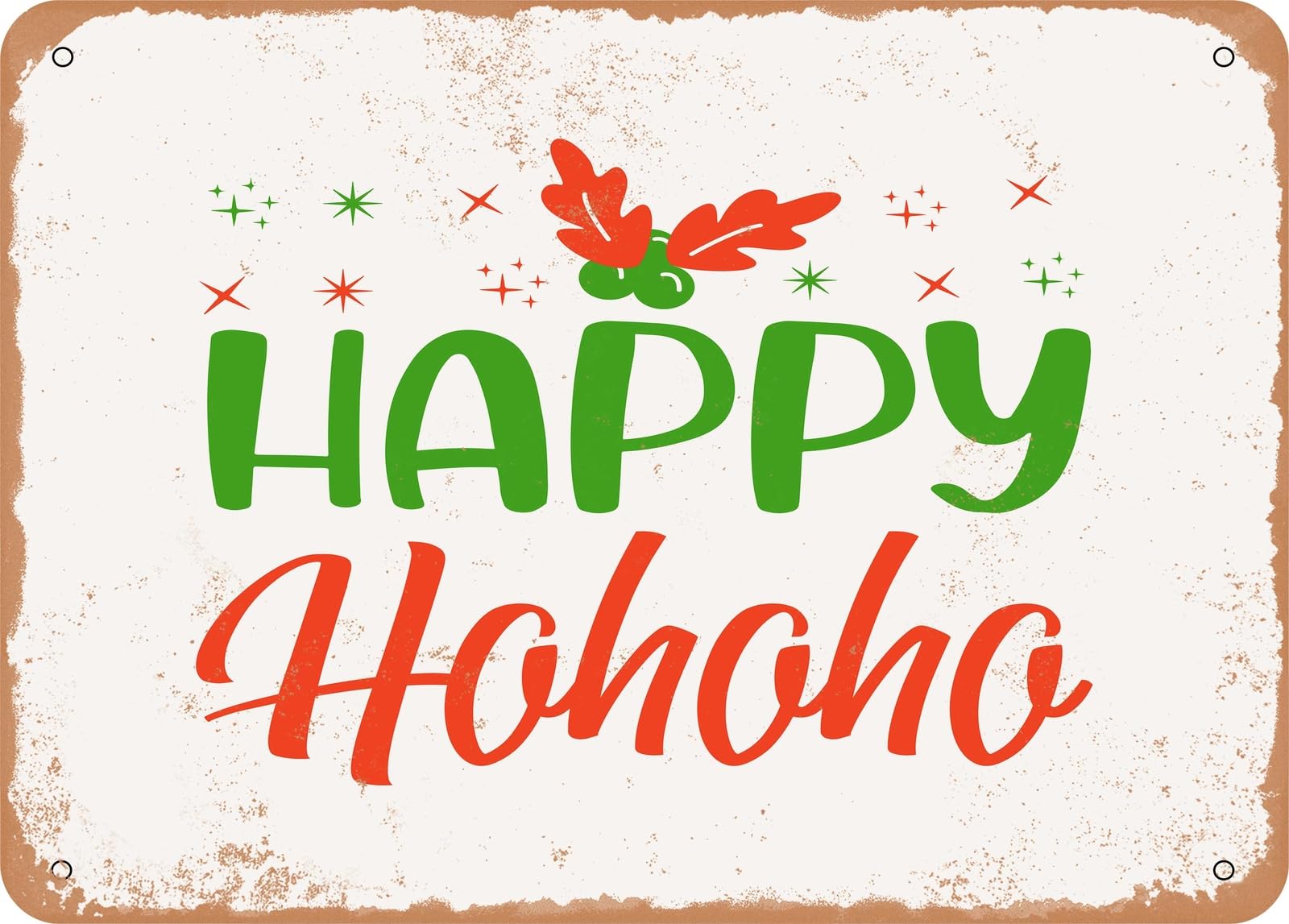 Miaomansenstore Metal Sign - Happy Hohoho - Vintage Look Sign Home Decor