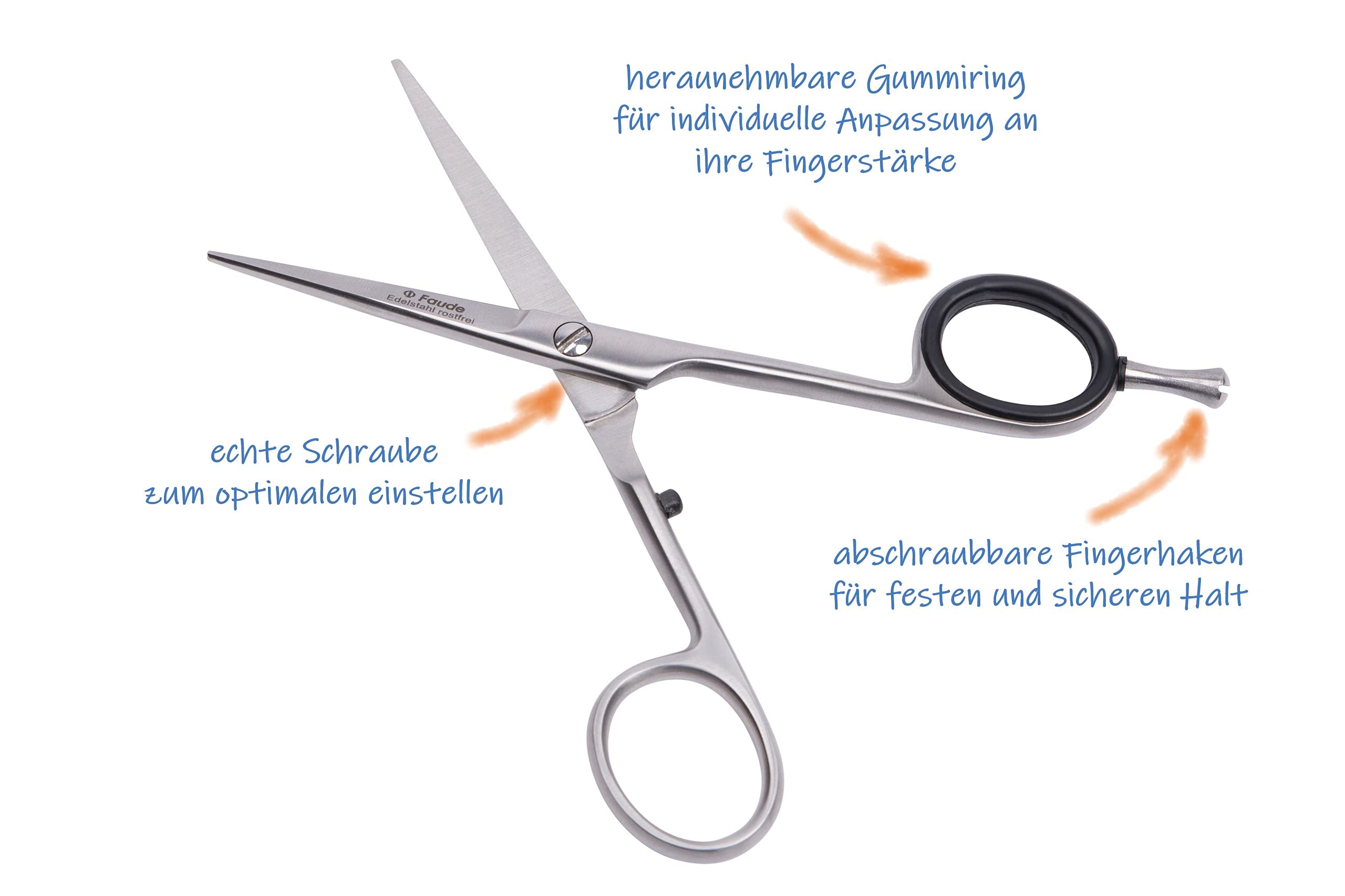 FAUDE Bartschere 5 – Mikroverzahnte Haarschere, Chiroform-Griff, Für Bart & Konturen