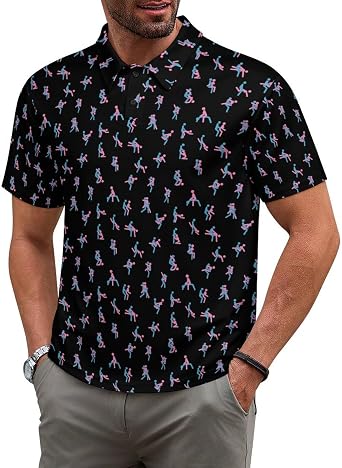 Funny Golf Shirts for Men,Lightweight Casual Hawaiian Shirts,Moisture-Wicking Short Sleeve Collared Shirt