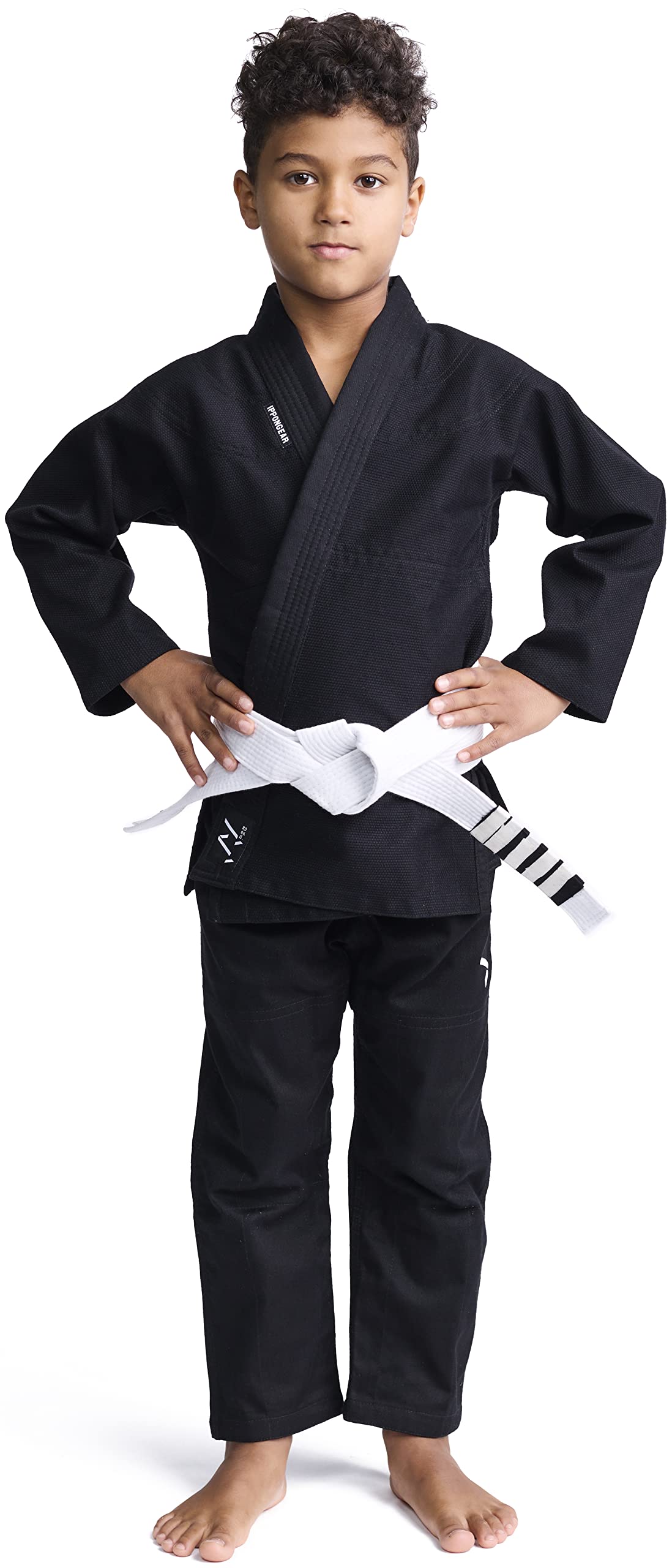 IPPONGEAR Unisex Kinder Rookie Brazilian Jiu Jitsu Anzug, Schwarz, 6 Jahre EU
