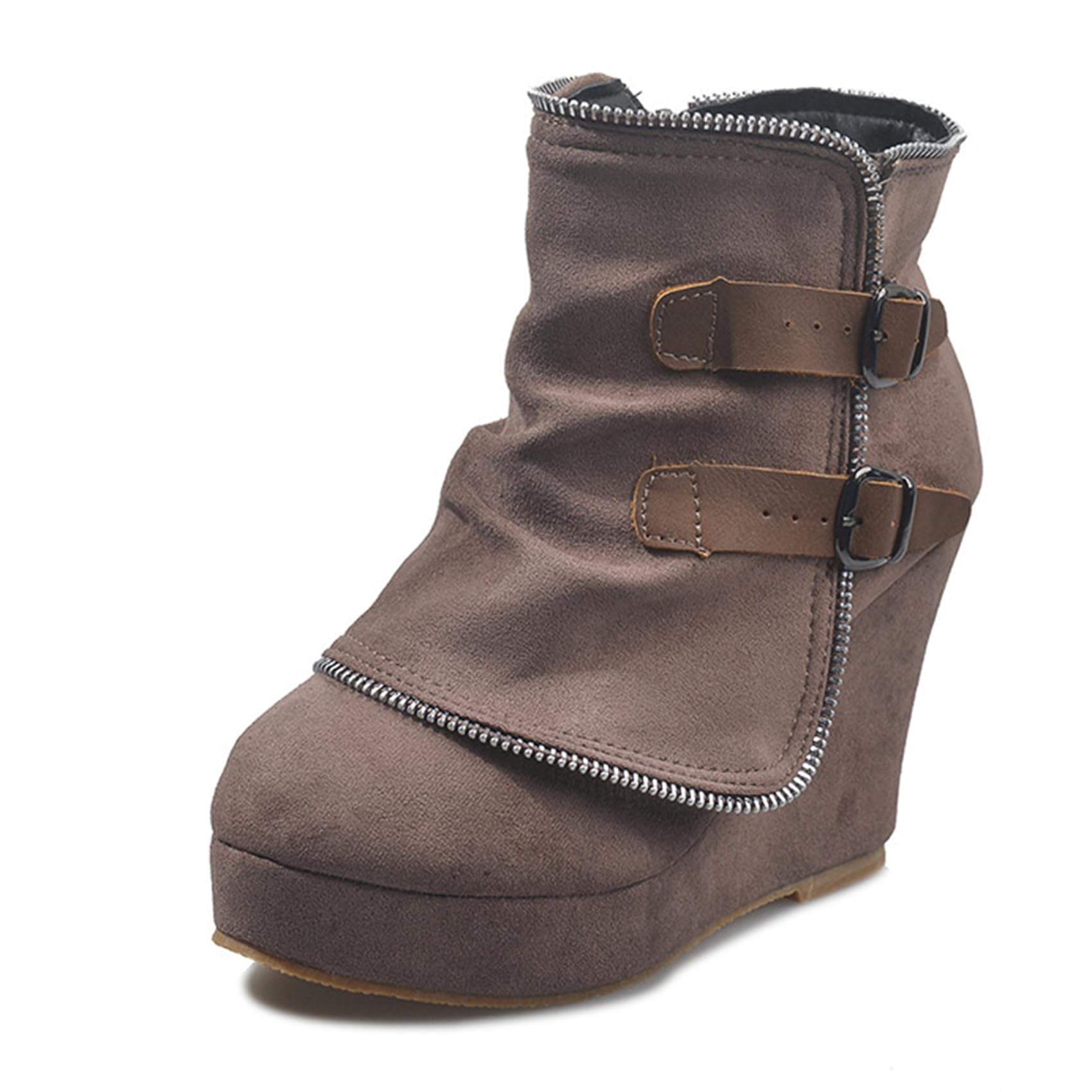 Women Wedge Heel Boots Women Suede Ankle Bootie