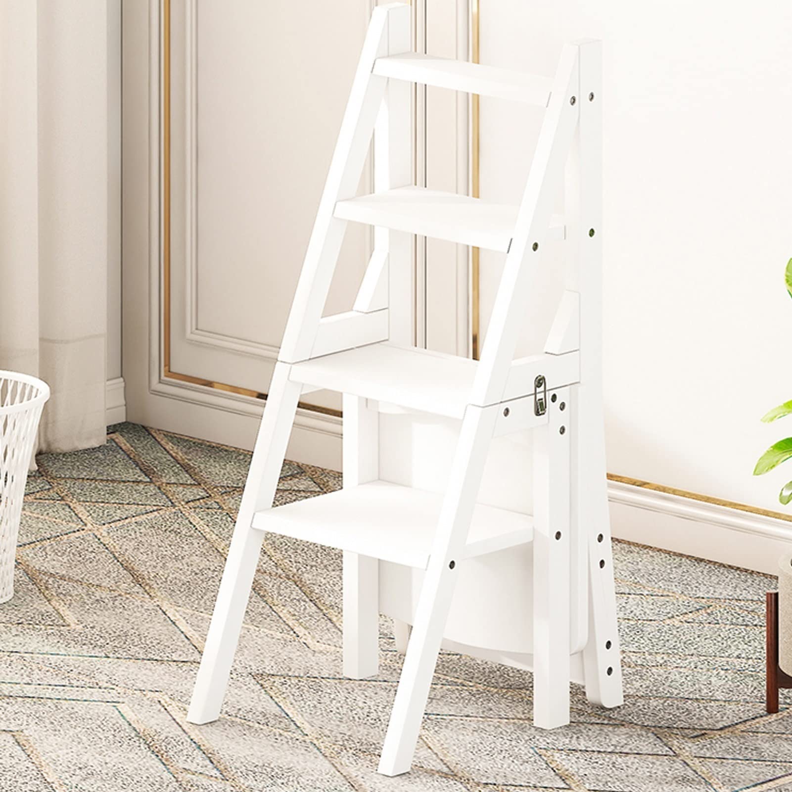 Solid Wood Folding Stool, Solid Wood Foldable Step Stool And Ladder Chair For Household Use, Maximum Load 150 kg