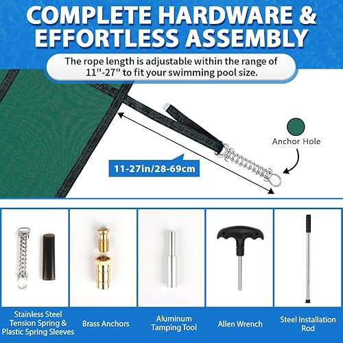 Miniatura 3 de iCover - Cubierta de seguridad para piscina, se adapta a piscinas enterradas de 16 x 32 pies con escalones centrales de 4 x 8 pies, cubierta de