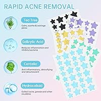 Vista 3 de Parche para espinillas para acné, hidrocoloide absorbente, lindas cubiertas de estrellas para espinillas de estrellas para rostro, parches