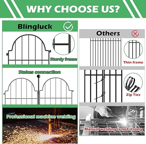 Miniatura 5 de Valla de jardín, 22 pulgadas de alto x 21 pies de largo, de metal arqueado a prueba de óxido, borde de valla de jardín sin excavación, valla de