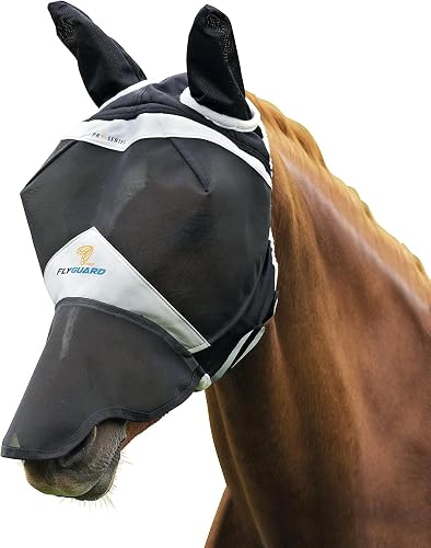 Shires Máscara antimoscas de Malla Fina con Orejas y Nariz - Negro: COB