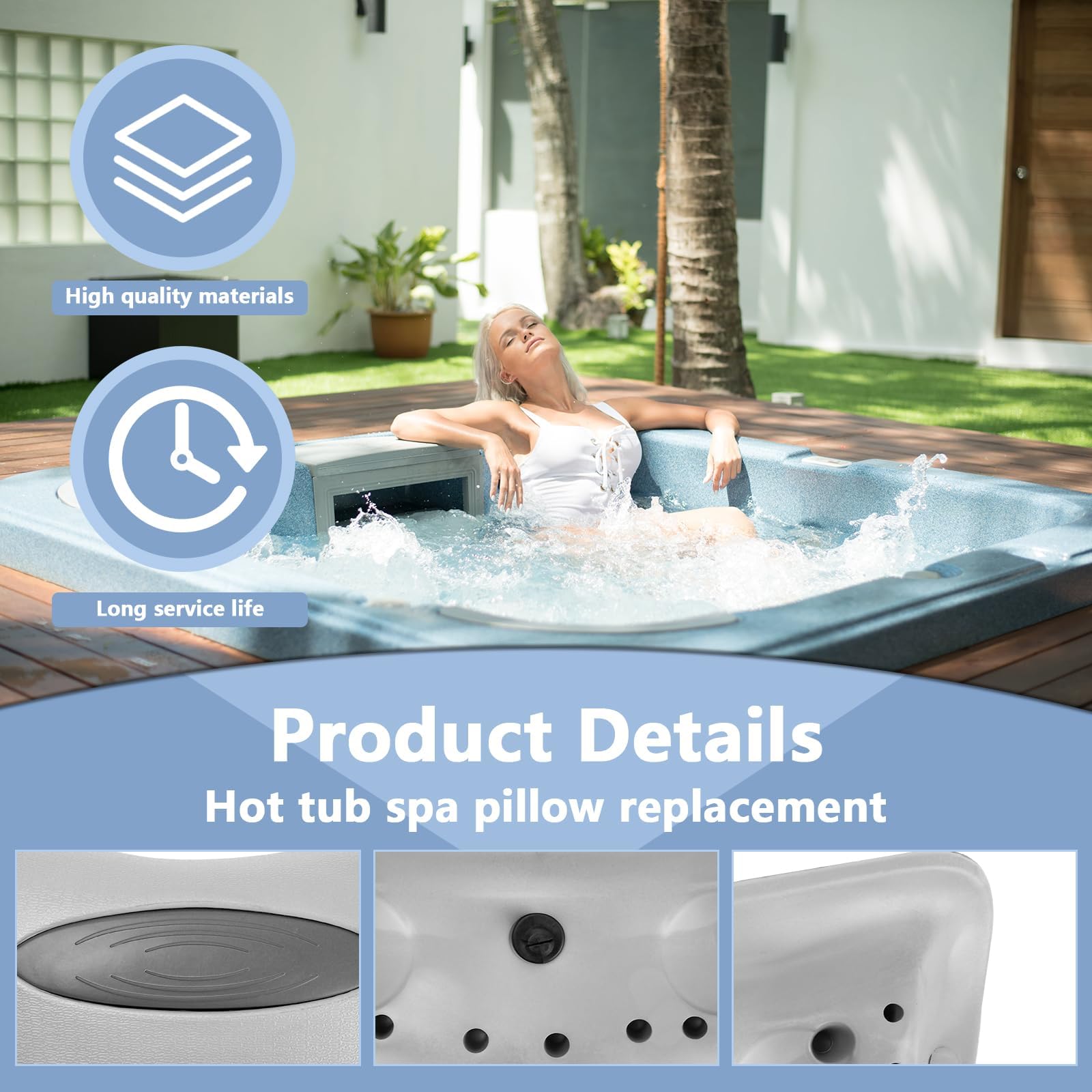 Jakelove 6472-960 Lot de 4 coussins d'appui-tête de spa de rechange pour Sundance 850 et 880 Séries (2001-2008)