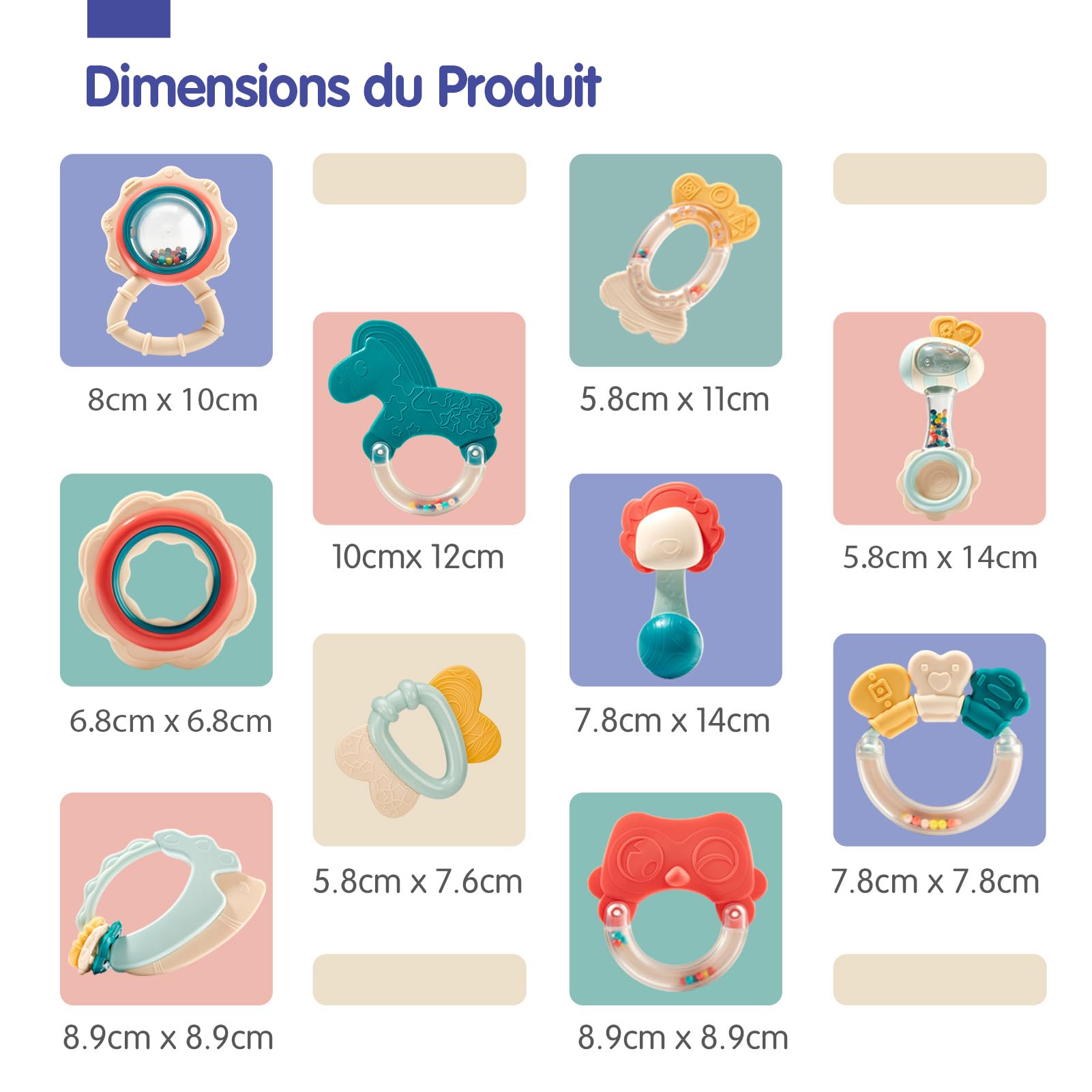 Jouet pour Bébé 3 Mois Hochet de Dentition pour Bébé 0 3 6 9 Mois, Jouets d'Eveil Anneaux de Dentition sans BPA avec Boîte de Rangement Cadeau pour Naissance Garçon Fille, 10PCS