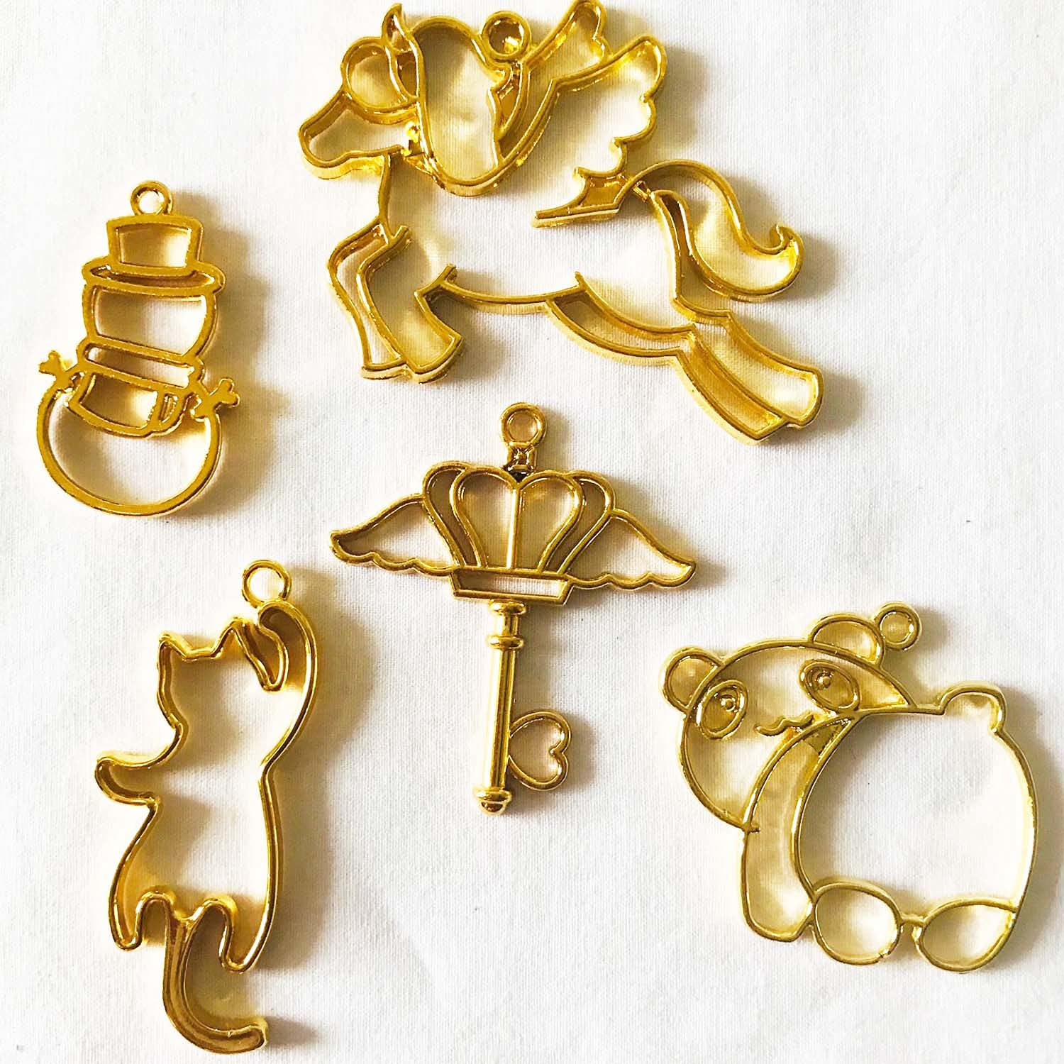 Tamilnadushopping 5pcs Open Bezel Charms 5-Style Frame Pendants Resin Frames with Loop for Resin Jewelry Making PMT- 004