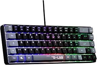 The G-Lab Keyz Hydrogen – Teclado Gaming AZERTY – Incluye Ñ – Teclado para Juegos Semi mecanico – Teclado Gamer 60%, retroiluminación Multicolor – Mini Teclado Gamer silencioso, para PC,PS4,PS5