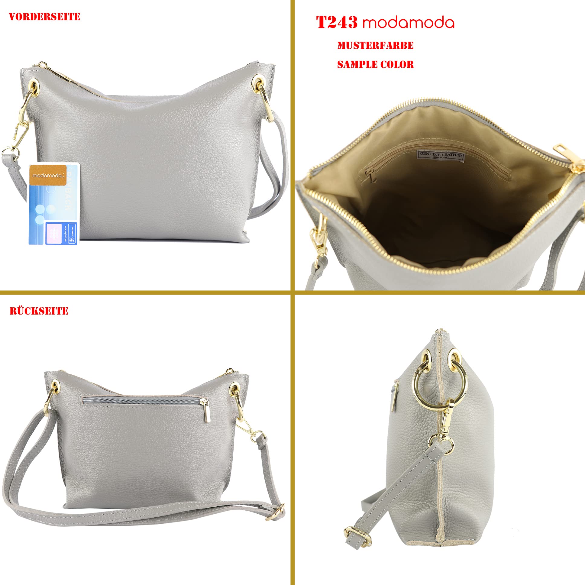 modamoda de - T243 / T252 - ital. Bandolera pequeña pequeña de piel/ante
