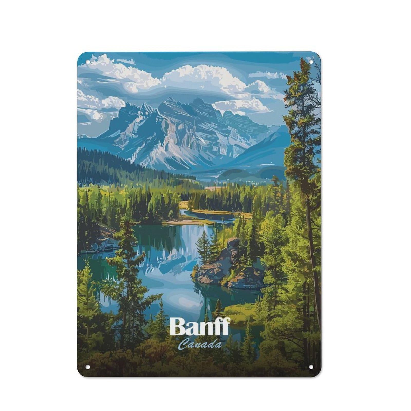 Junmoney Banff Canada Landscape Metal Wall Sign 40X30cm Featuring For Home Bar Wall, Suited To Bar Sign Collectors