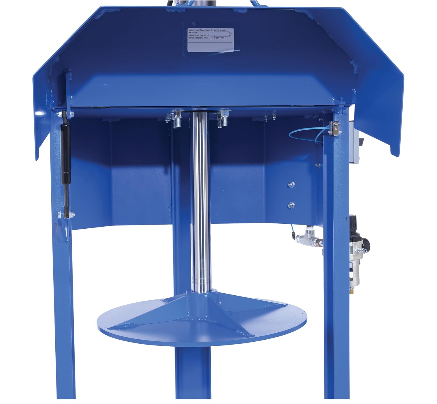 Vestil MTC-PNU-55 Steel Pneumatic Trash Compactor 55 Gallon 68 PSI Compaction Force Blue