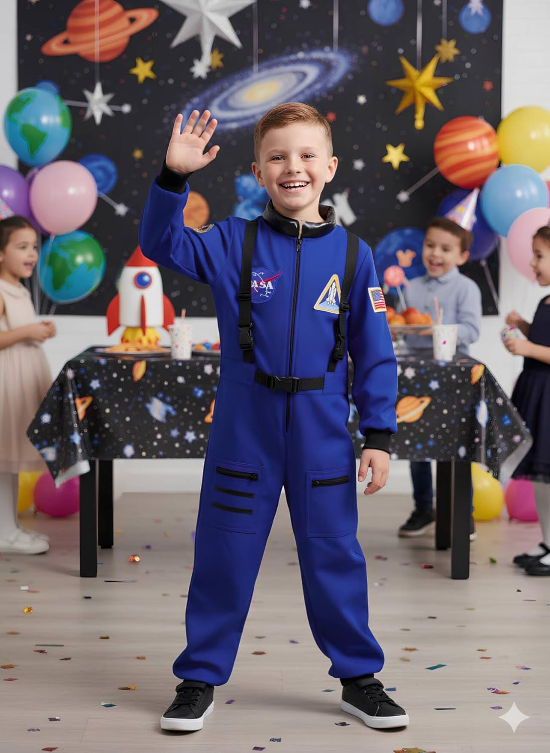 Astronaut Costume for Kid Boy Space Jumpsuit Space Outfit Pretend Dress up 3-12Years - Image 3