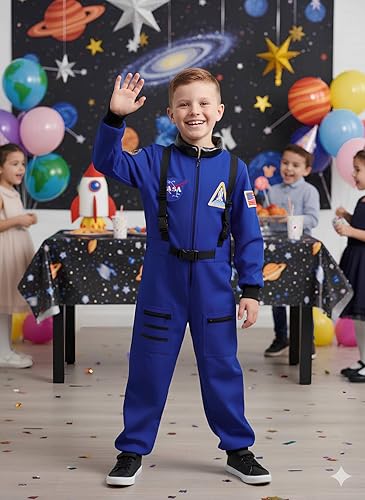 Miniatura 3 de Disfraz de astronauta para niños y niños, overol espacial de la NASA, traje espacial de simulación, disfraz de 3 a 12 años