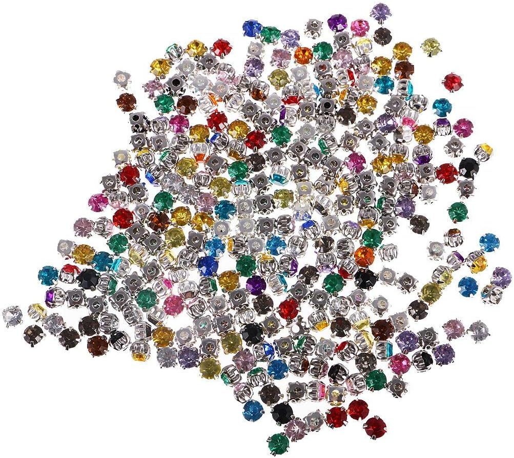 300X Sew on Diamante Rhinestone Crystal Mixed Color for Clothes/Shoes/Bag, DIY Embellishment and Craft Work, Acrylic Material with Sewing Holes, Perfect for - Multicolor, 4mm