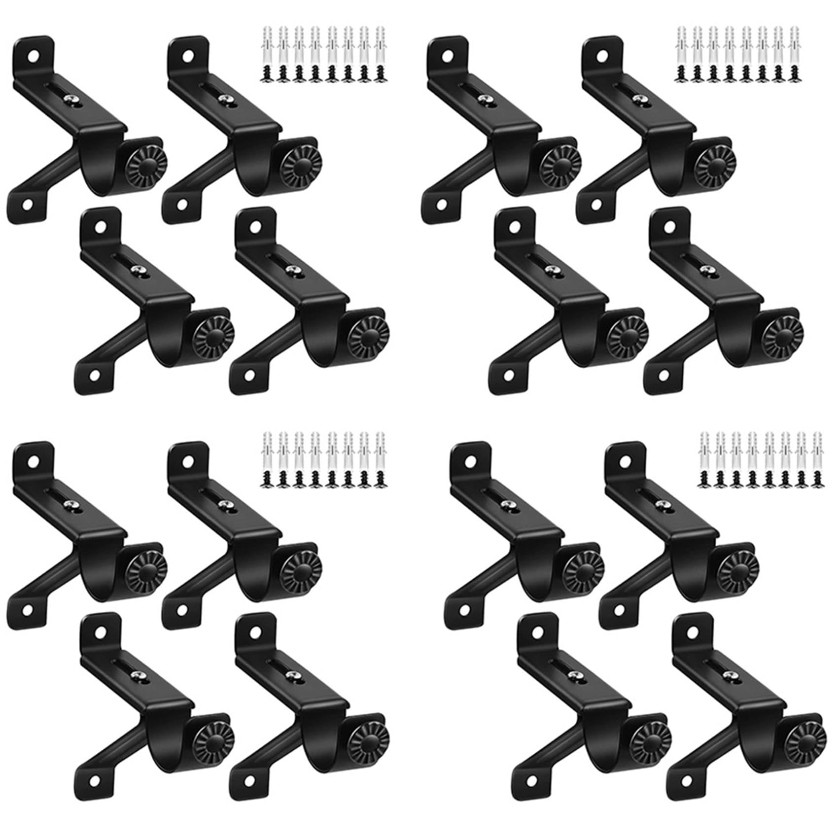 Hndhbfgrt Black 4X Curtain Rod Bracket, Adjustable Heavy Duty Curtain Rod Holders, Curtain Rods Hooks Hangers For Wall Drapery Rod