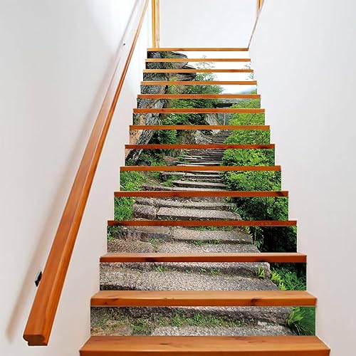 Miniatura 3 de Tifege Calcomanías autoadhesivas para escaleras, papel tapiz de escalera 3D de camino antiguo, papel tapiz para despegar y pegar, decoración del