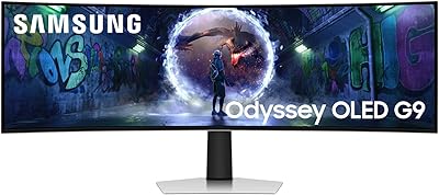Samsung Monitor Gaming Odyssey OLED G9 (S49DG934), Curvo (1800R), 49 pollici, 5120x1440 (DQHD), 32:9, HDR10+, QD-OLED Glare Free, 240Hz, 0,03ms (GtG), Compatibilità G-Sync, HDMI, Micro HDMI, DP