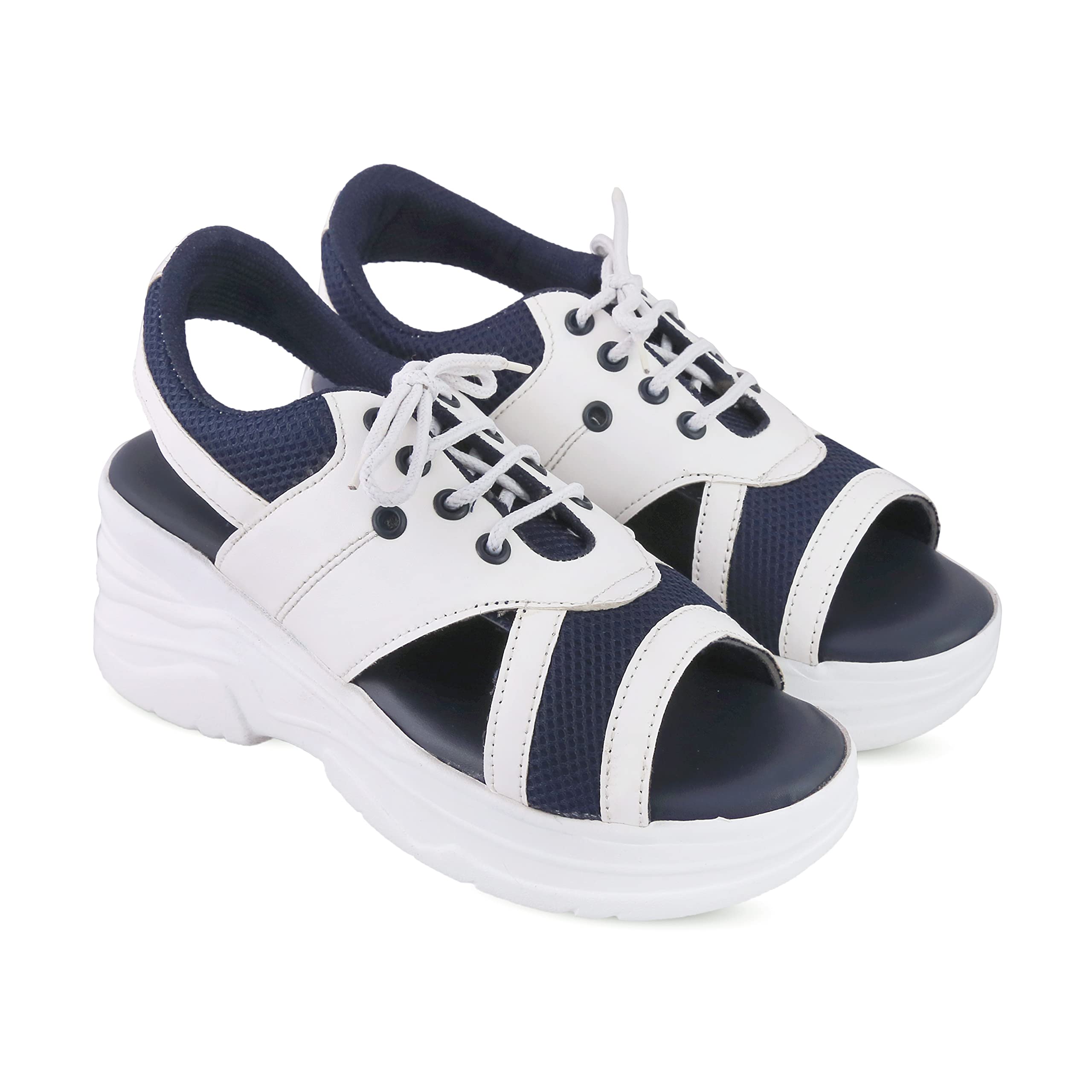 HimQuen Girls Stylish Fashion Sandal for Women Lace-up Wedges Sandal for Women/Girls Casual Chunky Sole Sandal Blue (B0993N5JKQ) Amazon Price History, Amazon Price Tracker