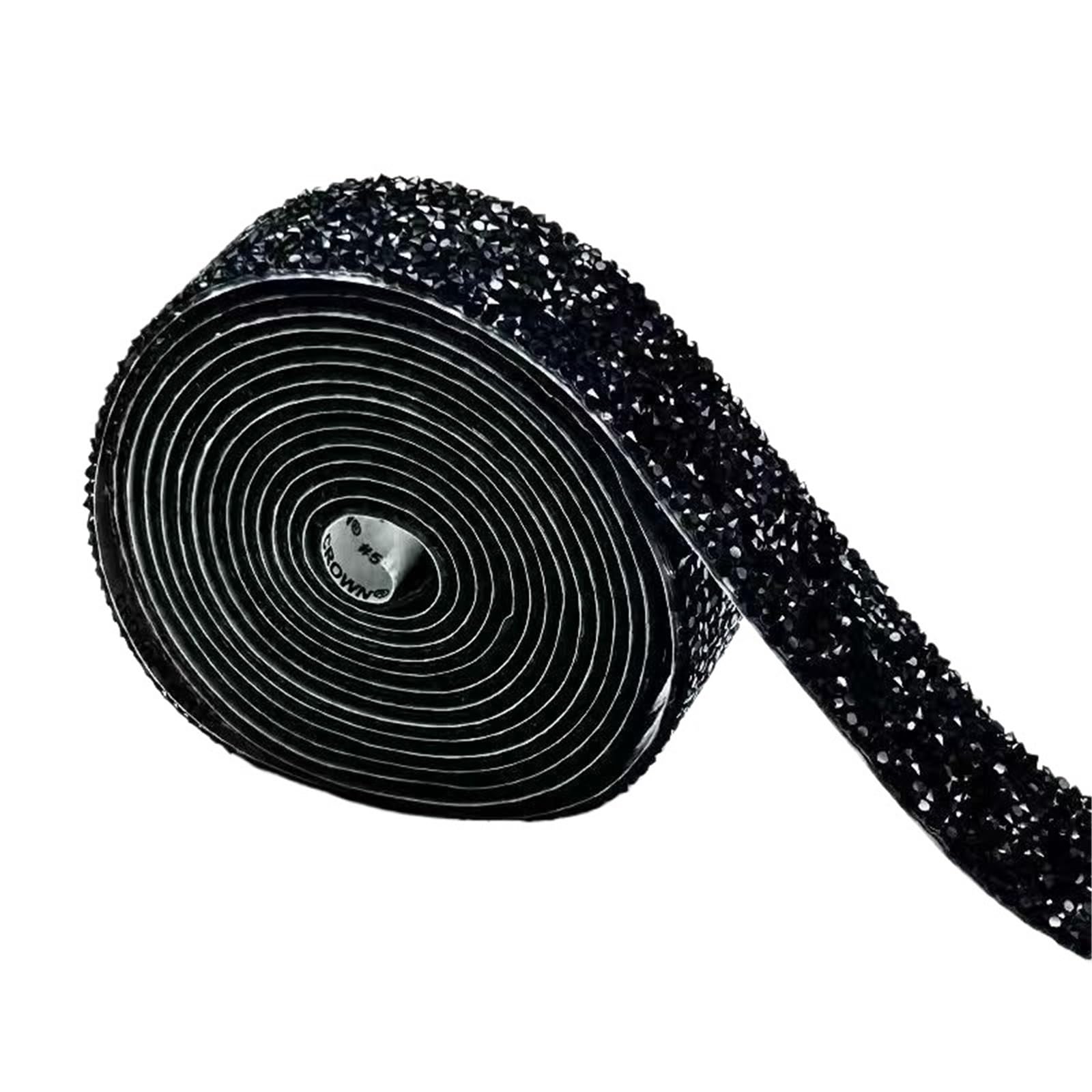 Glitter Tape, DIY Self Adhesive Rhinestone Sticker Diamond Ribbon Strip Roll Home Crafts Multicolor 1-3cm(Black,3cm)