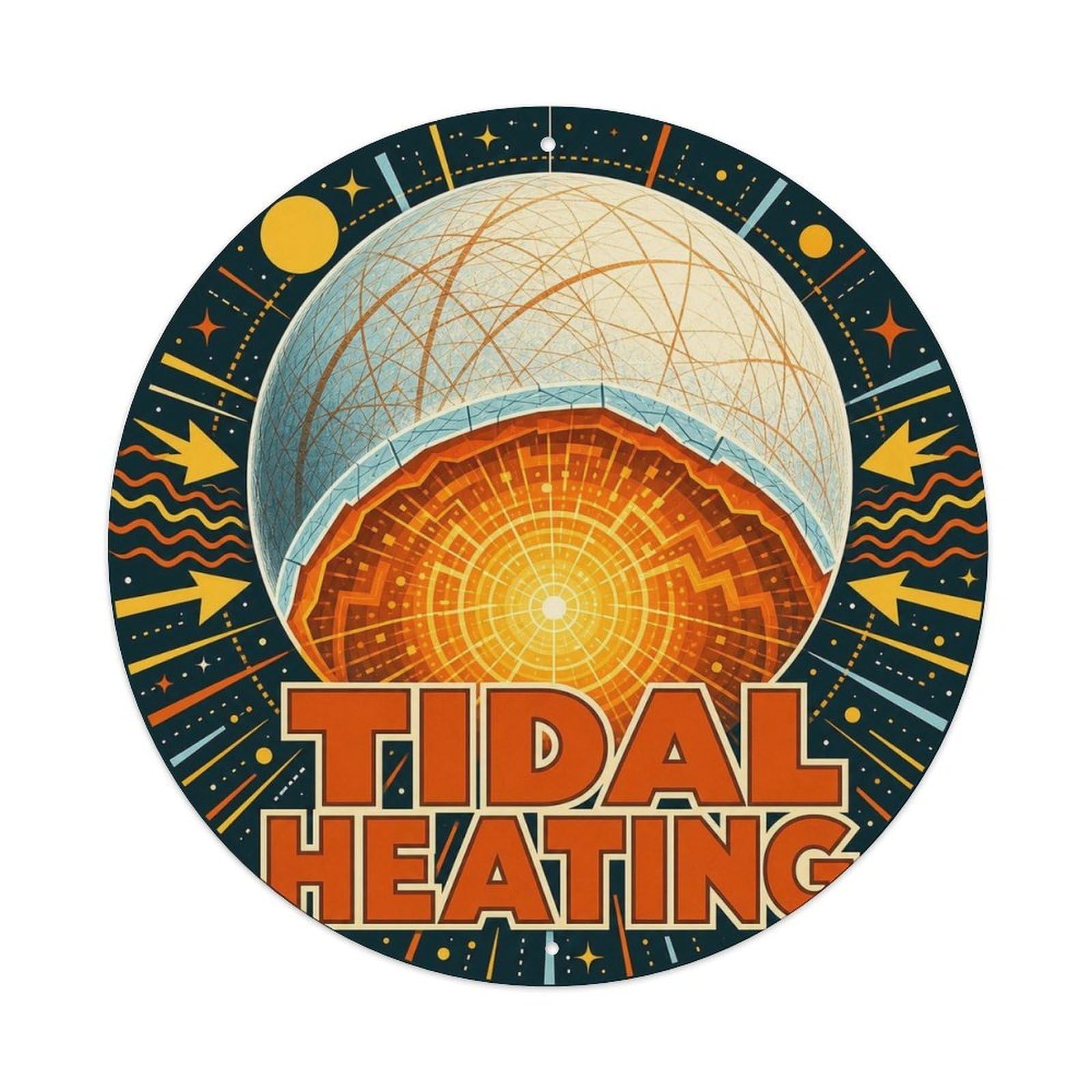 Space Exploration Universe Europa Tidal Heating Metal Tin Sign