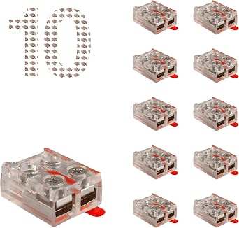 10 PCS 10mm COB LED Strip Connectors with PCB Cable, Solderless Transparent LED Light Strip Adapters for COB Strip Extension and Corner Connections