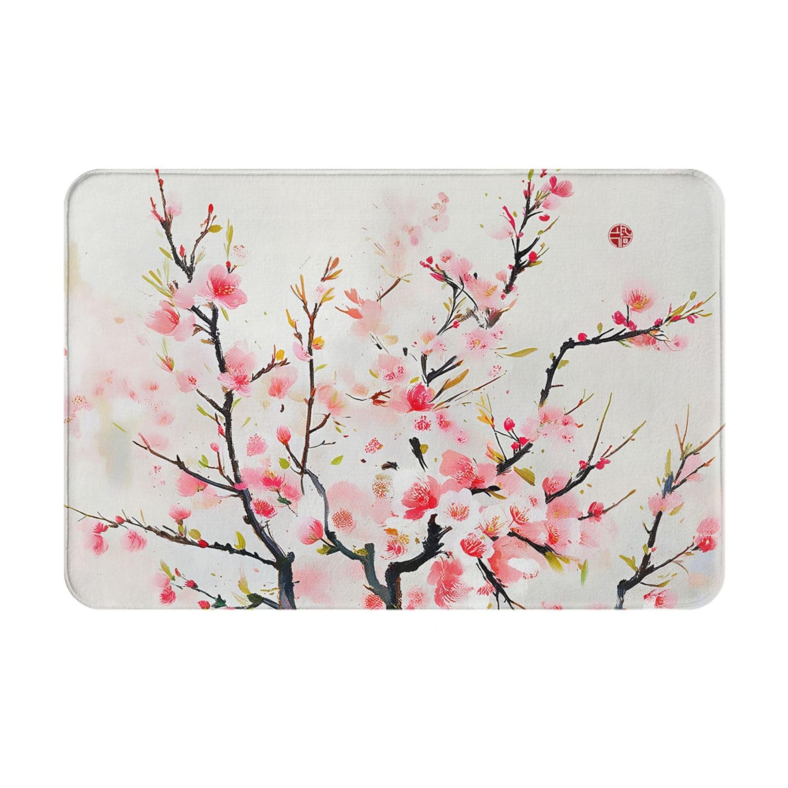 Retro Flowers Flannel Doormat Floral Printed Indoor Doormat Outdoor Doormats Front desk carpet and kitchen carpet Floor mat rug (Lucky Peach, 40cm x 60cm)