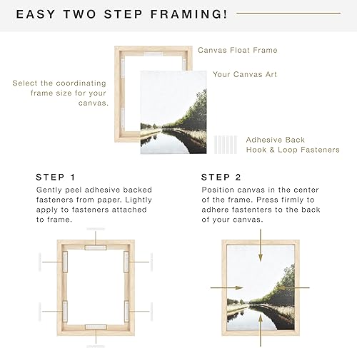 Miniatura 4 de MCS Marco de lienzo flotante, marcos de arte para pinturas en lienzo con cierres adhesivos y accesorios para colgar, veta de madera natural, 11 x 14
