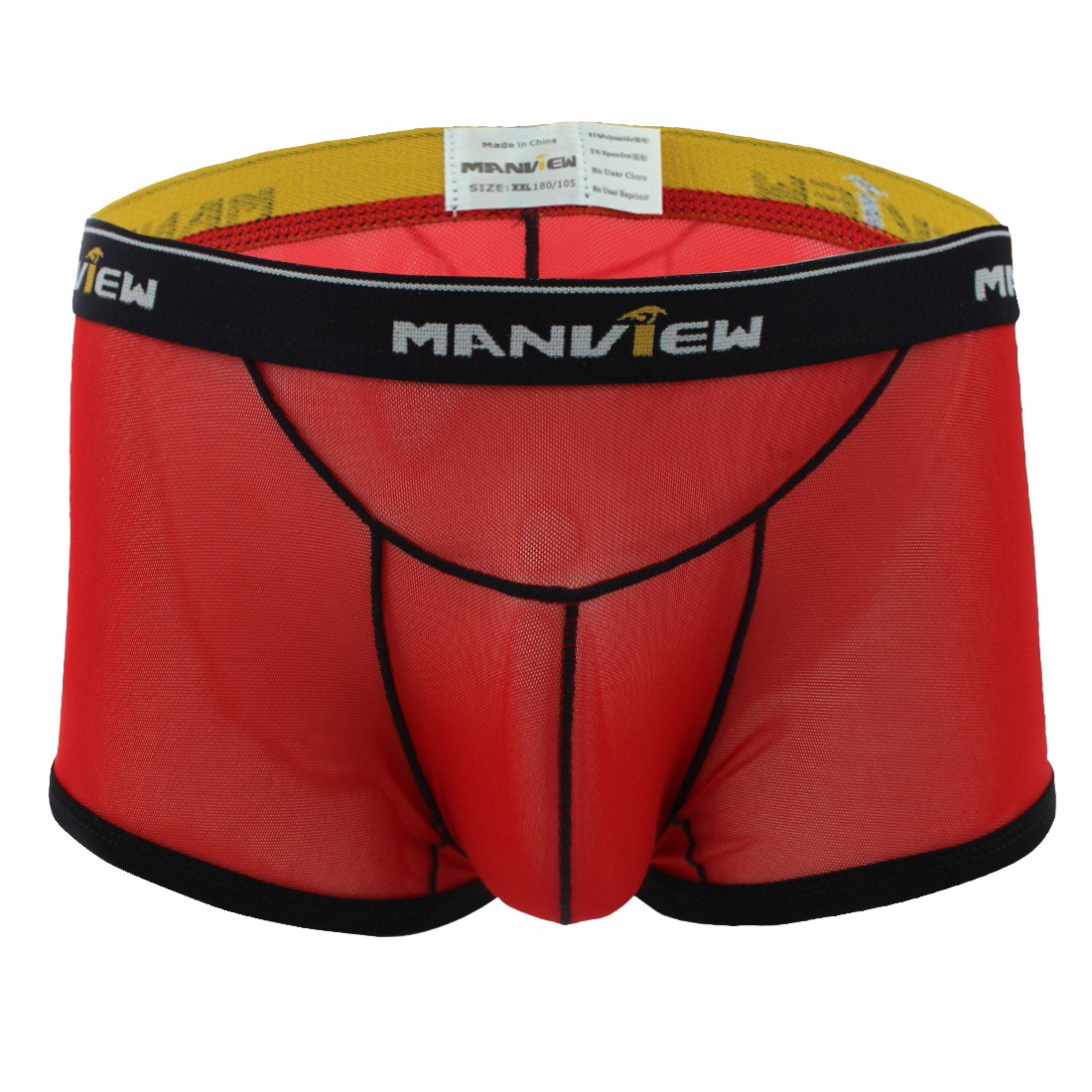 dPois Mens Sexy See Through Mesh Boxer Briefs Bikini Swim Trunks