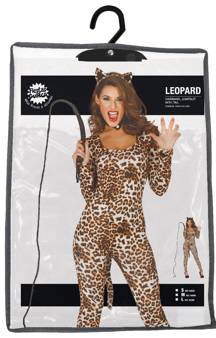 FIESTAS GUIRCA | Costume da Leoparda per Donna - Tuta, Coda e Cerchietto - Costumi Animali per Addii al Nubilato, Halloween, Carnevale e Feste in Maschera
