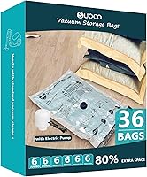 Vista 13 de SUOCO 20 bolsas combinadas de almacenamiento al vacío con bomba eléctrica, (4 jumbo/4 grande/6 medianas/6 pequeñas) bolsas de viaje para ropa