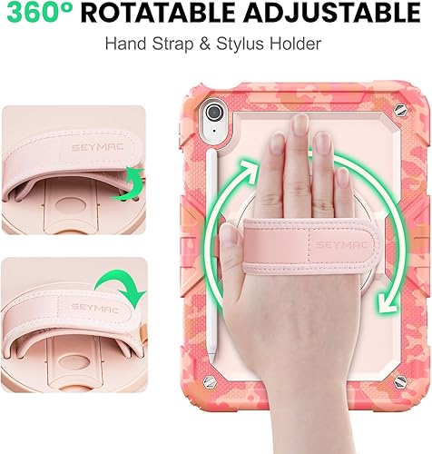 Miniatura 127 de SEYMAC Funda protectora para iPad Air 5ª/4ª generación de 10.9", cuerpo completo a prueba de golpes con protector de pantalla, soporte Negro