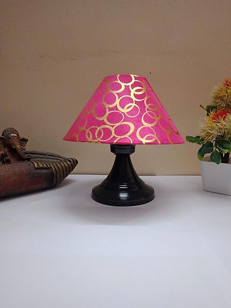 M2 Look Round Conical Shade Modern Premium Designing Black Metal Base Table Lamp for Bedroom | Living Room | Home Decoration | Drawing Room | Study Room | Bedside | Gifting Purpose (Pack of 1)