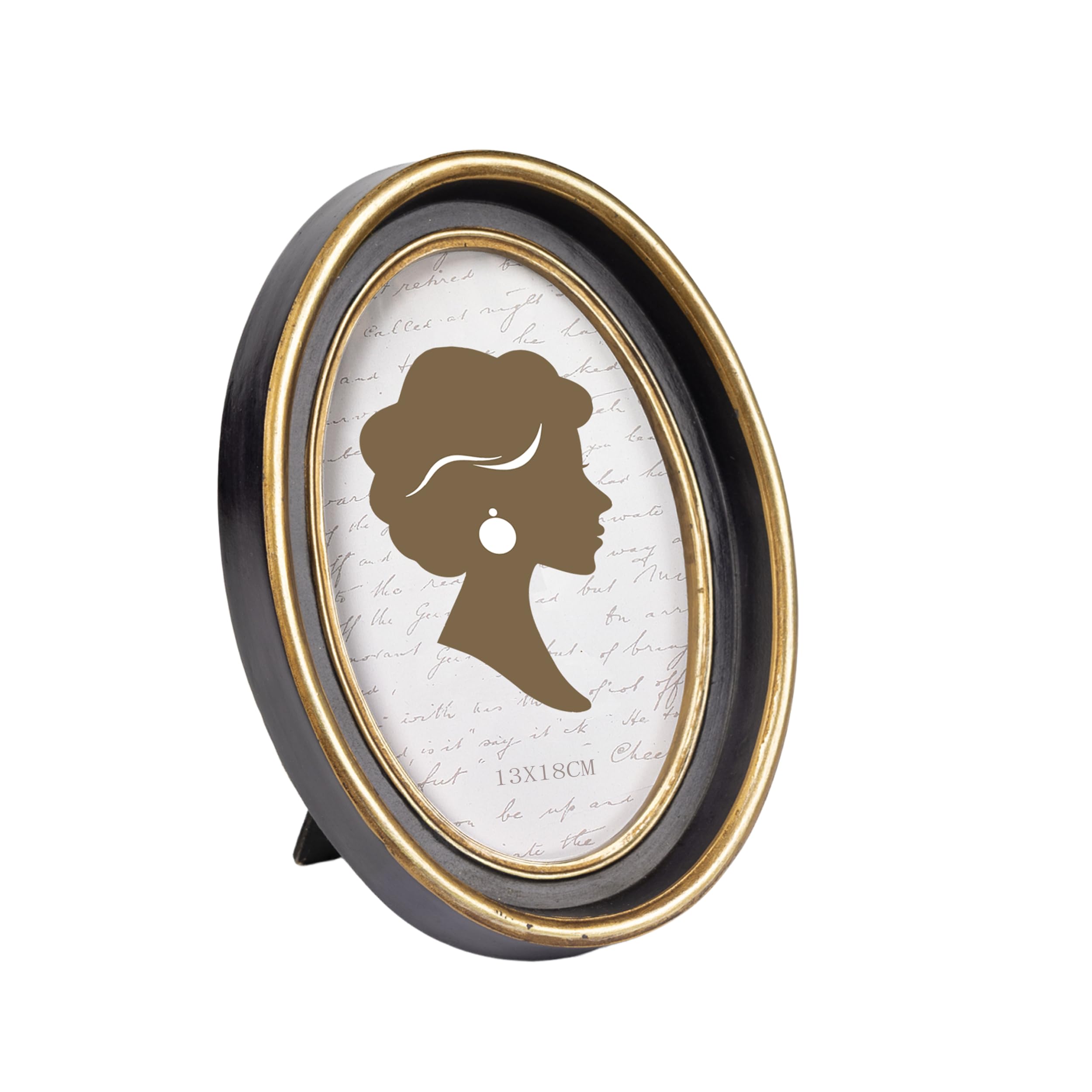 Tone Link. Vintage Oval Picture Frame 5x7 Inch, Luxury Antique Photo Frames with Glass Front, Tabletop Wall Hanging, Black and Gold