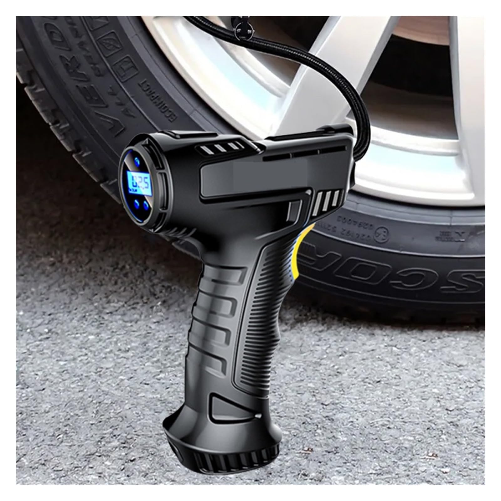 Pompka Powietrza Do Samochodu 120W 12V Przenośna Sprężarka Cyfrowy Inflator Motocykli Rowerowa Opona Łodzi Inflato Z Oświetleniem Led Szybkie Pompowanie Wysiłku(Wired Style)