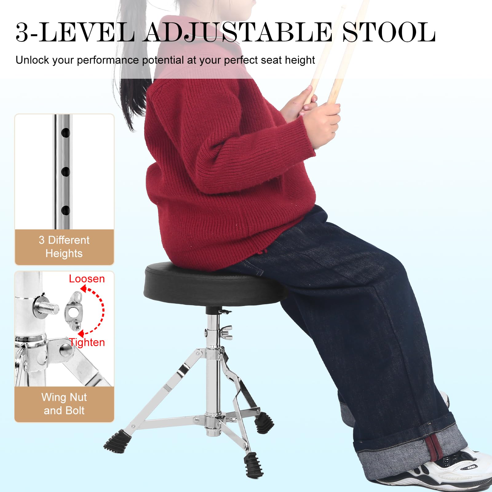 Juego de batería para niños de 3 piezas, kit de batería para principiantes de 14 pulgadas para niños pequeños y niños a partir de 3 años, incluye toma de 8 pulgadas, caja de 10 pulgadas 8